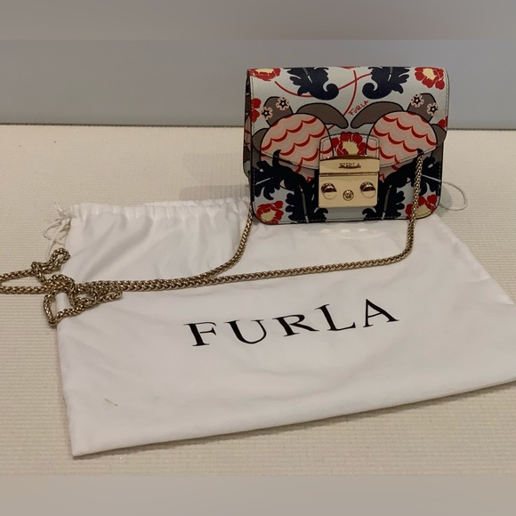 FURLA RARE Limited Edition Metropolis Mini Leather Multi Color crossbody bag - Picture 1 of 12
